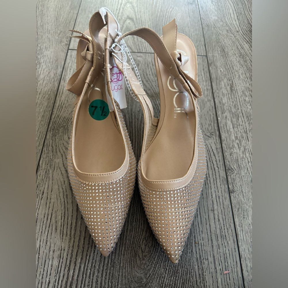Sugar Elegant Beige Studded Women's Heels